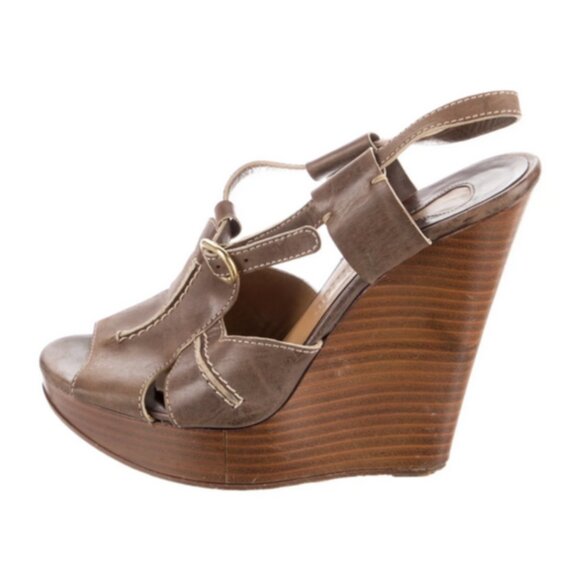 🪵✨ Chloe Slingback Leather Platform Heels | Saturnia Caif | Size 8.5 - Picture 5 of 7